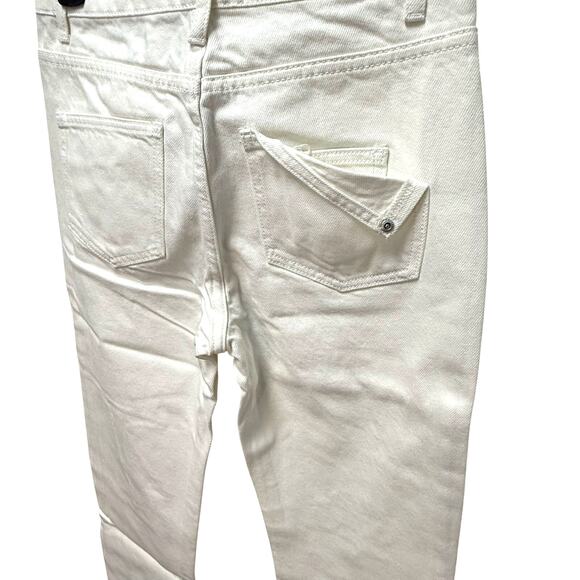 English Factory Destroyed Mom Jeans White Distressed Flipped Pocket Sz 25 NWT - Picture 9 of 12